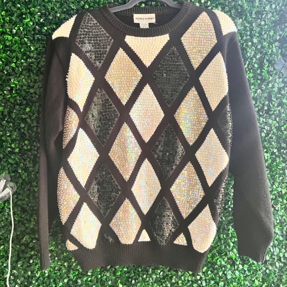 Alfred Dinner Black and White Sequin Sweater Size XL Great condition - Picture 2 of 8
